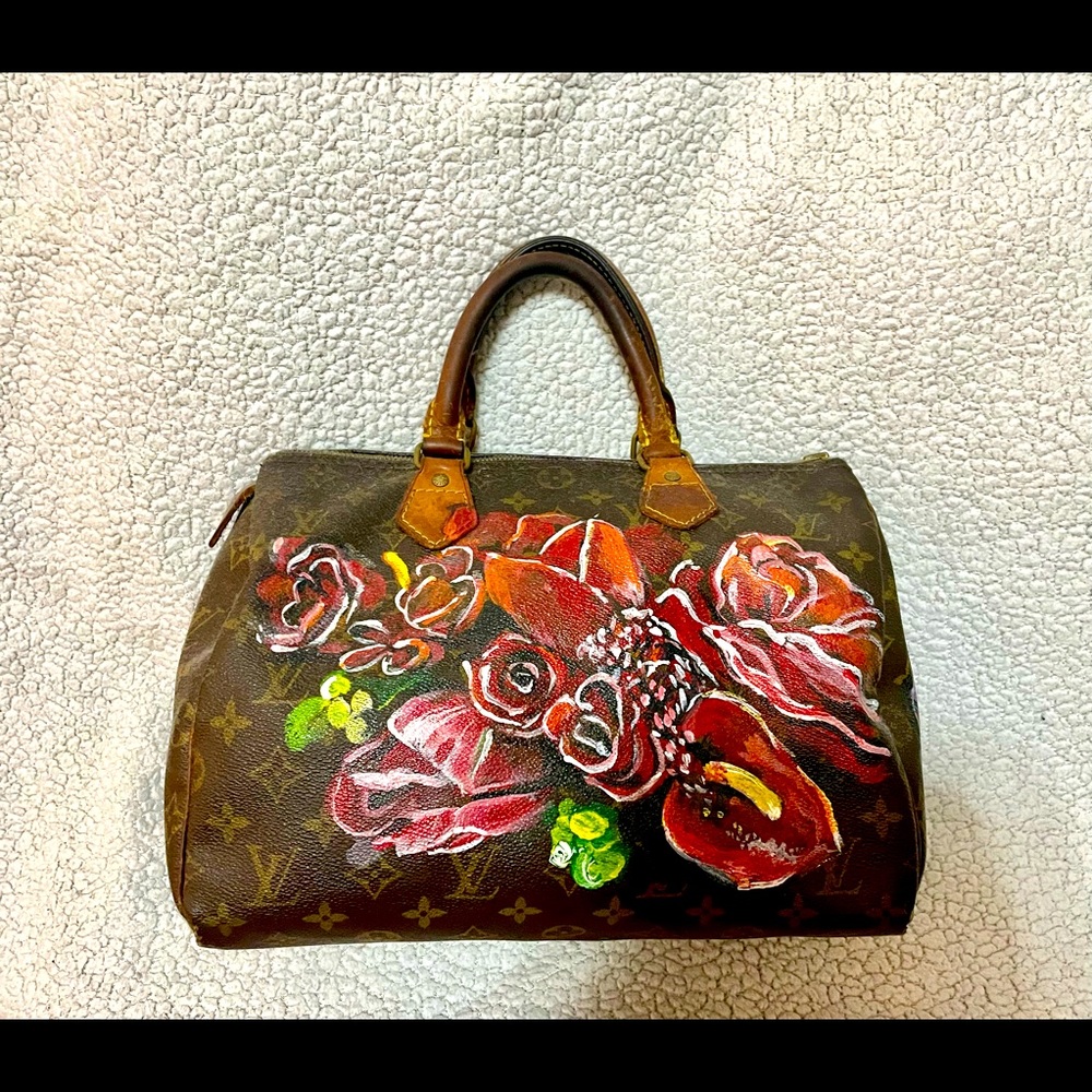 Custom painted Authentic Louis Vuitton Speedy Bag